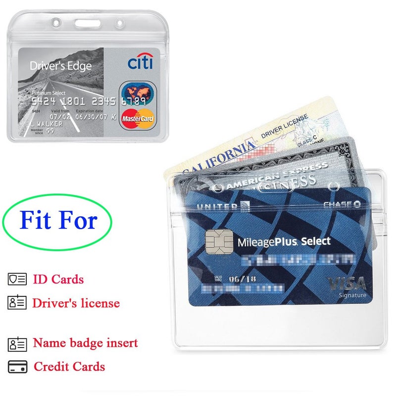 YOUOWO 12 Pack Horizontal ID Card Badge Holders 3.2 x 3.85 inches, Fits 2.3 x 3.5 Name Tag Insert Waterproof Punched Zipper Resealable Clear Plastic Labels Credit Cards - Image 5
